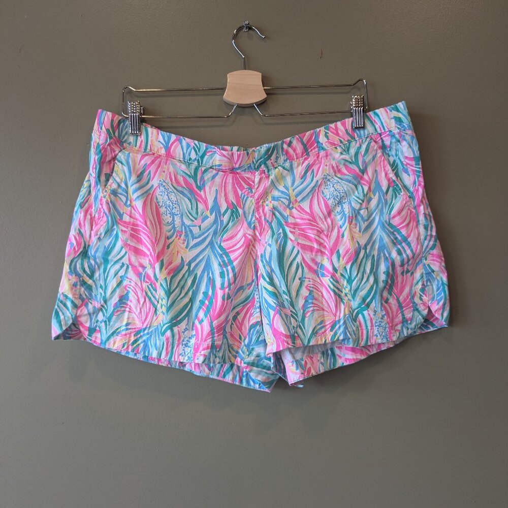 Lilly Pulitzer Ocean View Shorts XL Sea Turtle Soiree Coastal Beach Resort Boho